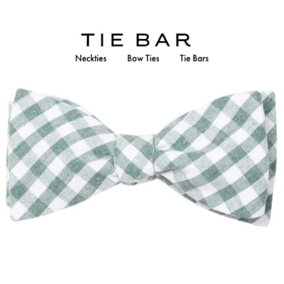 The Tie Bar  Yacht Checks Green Bow Tie NEW gingha - Picture 1 of 11